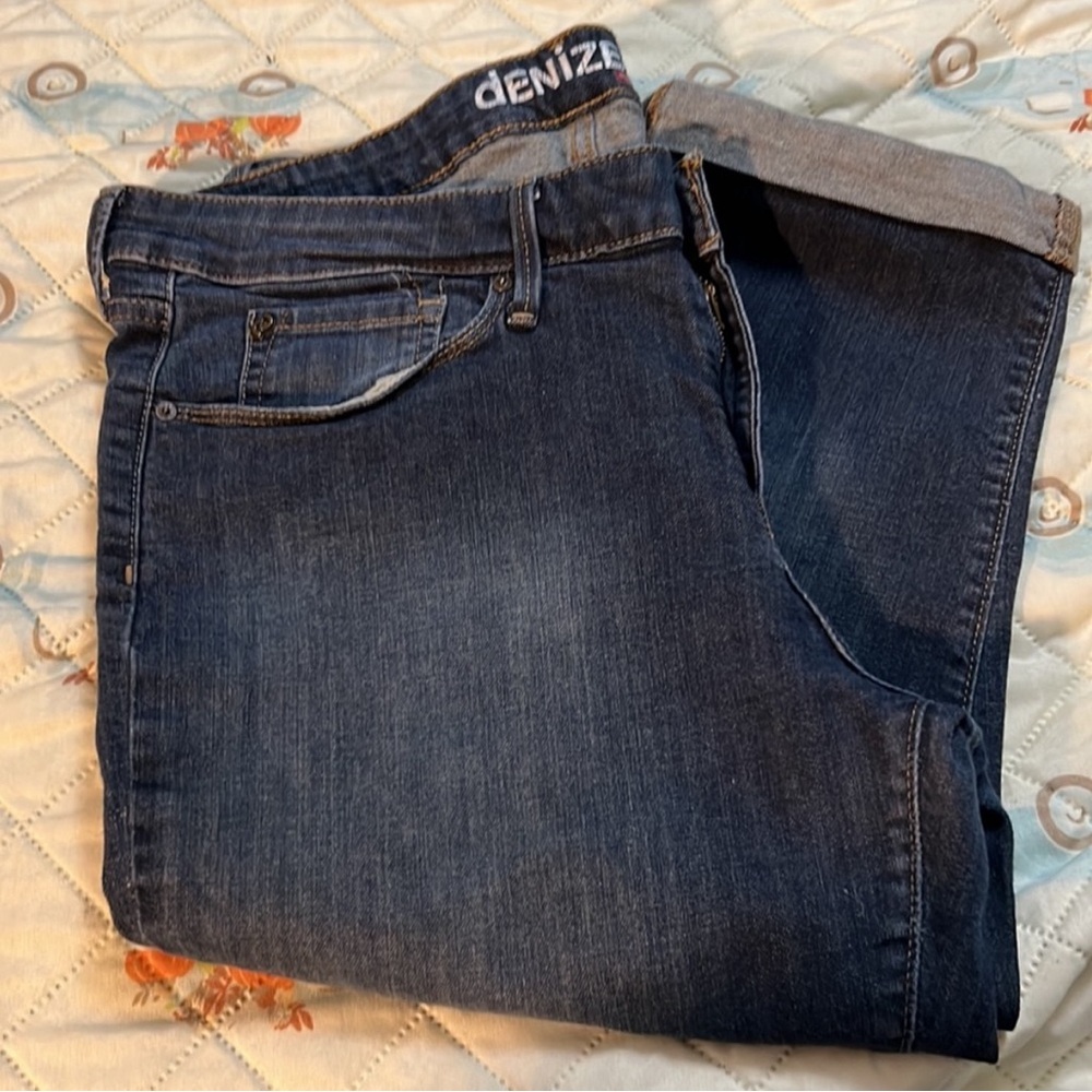 Levi’s Denizen Modern Crop Capris Dark Fade Denim Size 14 Rolled Hem